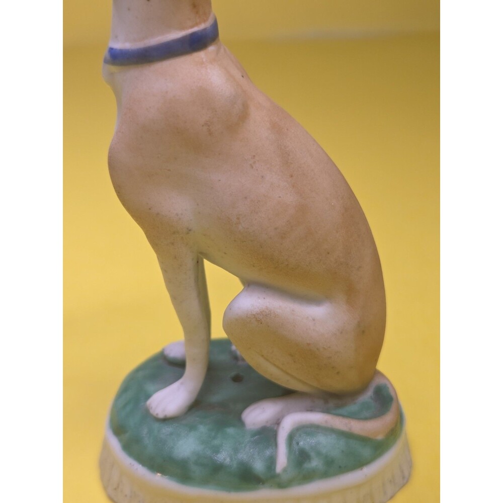 Antique Staffordshire Bisque Porcelain Dog Figurine Whippet Greyhound 5" Pottery - Picture 6 of 16